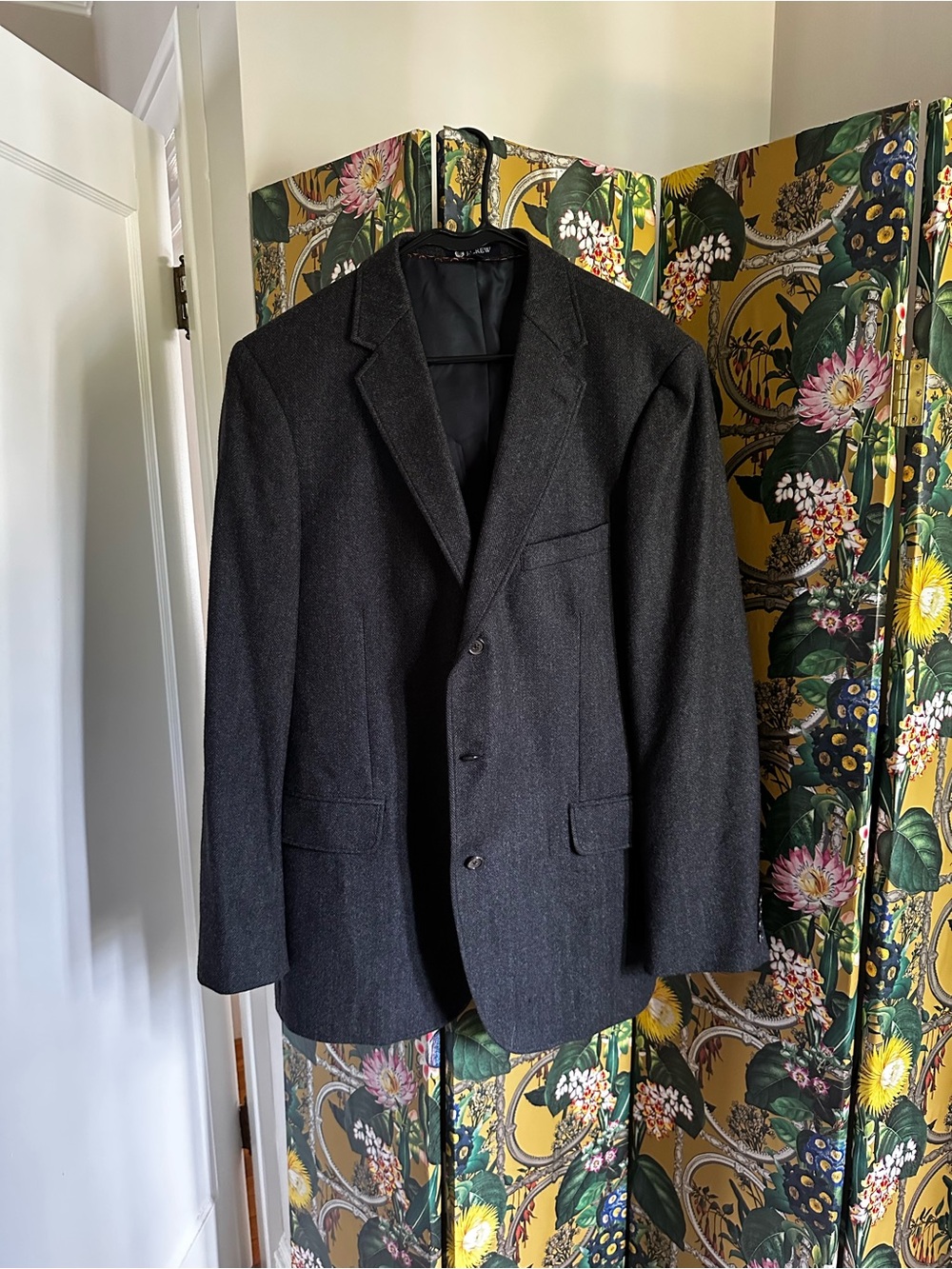 J. Crew Legacy Sportcoat Charcoal Gray Wool Blend Men's Blazer Herringbone 44L